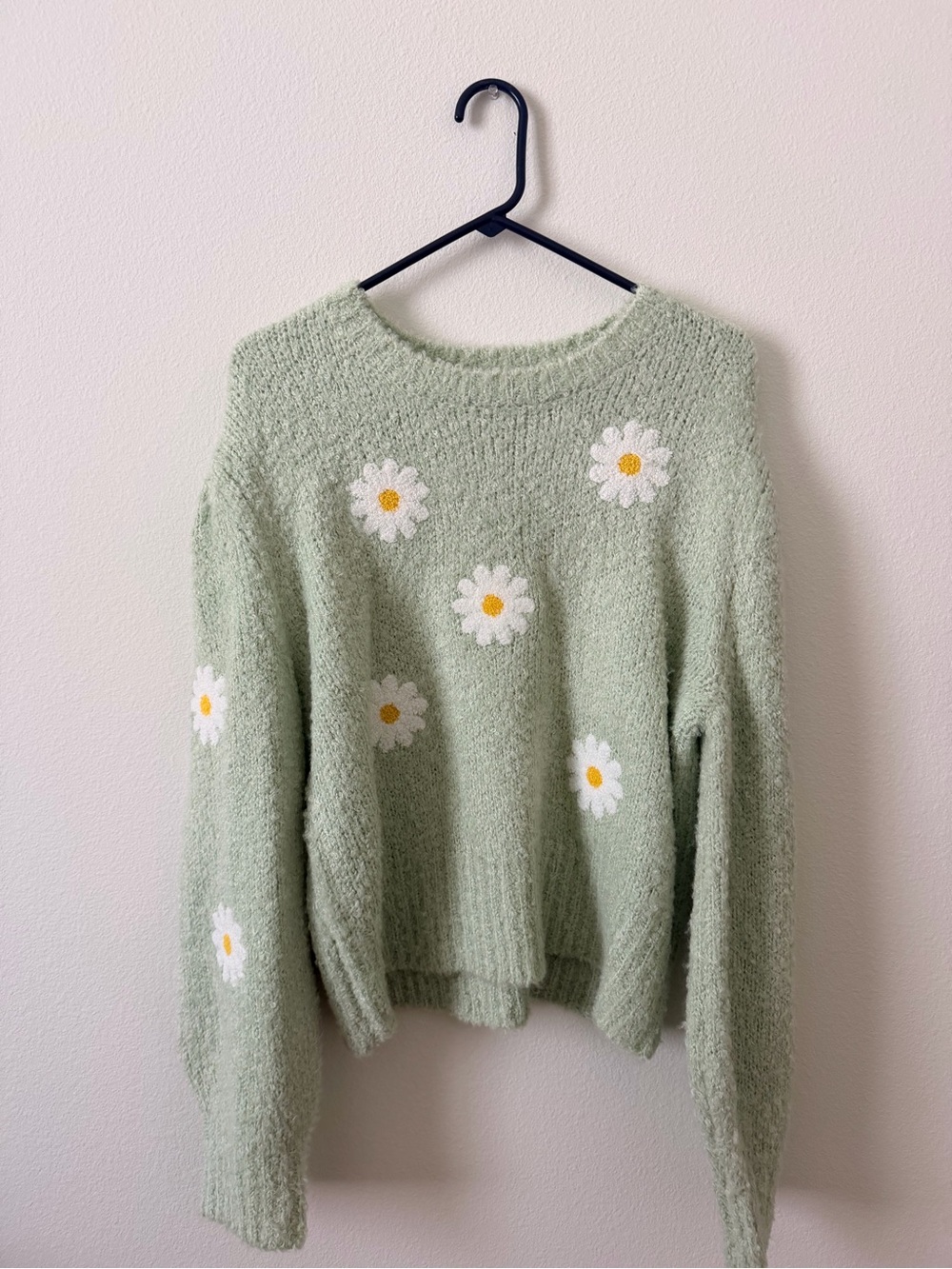 Dance & Marvel Mint Green Daisy Crewneck Sweater